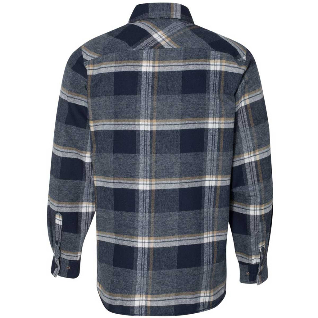 Burnside Men's Indigo Snap Front Long Sleeve Plaid Flannel Shirt