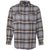 Burnside Men's Light Grey Snap Front Long Sleeve Plaid Flannel Shirt