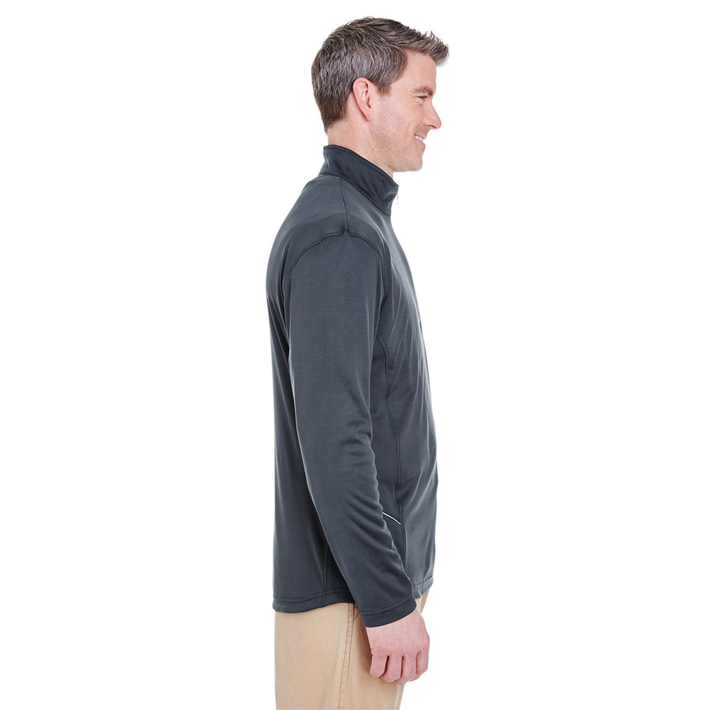 UltraClub Men's Charcoal Cool & Dry Sport Quarter-Zip Pullover