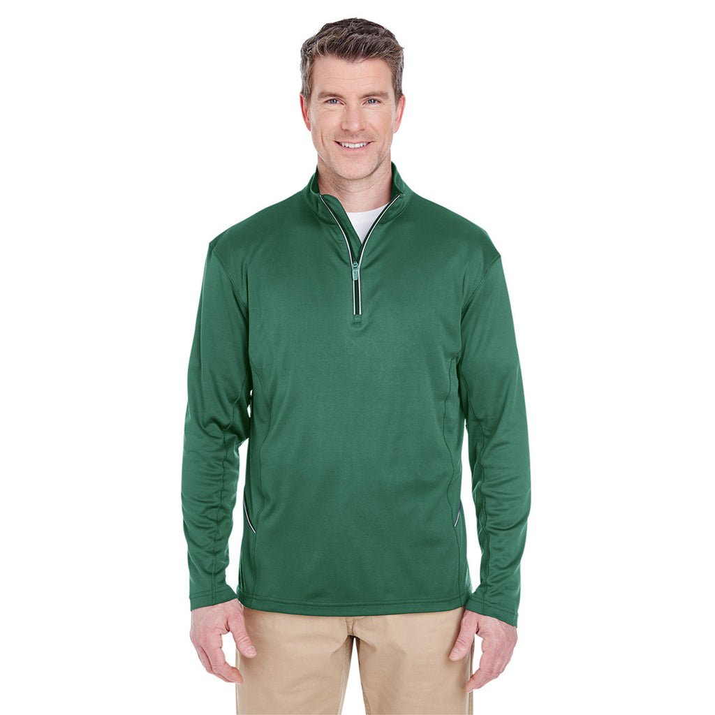 UltraClub Men's Forest Green Cool & Dry Sport Quarter-Zip Pullover