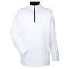 UltraClub Men's White Cool & Dry Sport Quarter-Zip Pullover