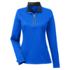 UltraClub Women's Kyanos Blue Cool & Dry Sport Quarter-Zip Pullover