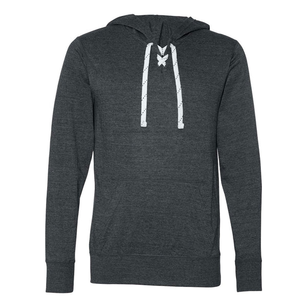 J. America Men’s Sport Lace Hooded Pullover – 100% Ringspun Cotton, Ribbed Cuffs, Pouch Pocket, Lace-Up Front
