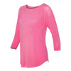 J. America Women's Cosmic Pink Oasis Wash Three-Quarter Sleeve T-Shirt