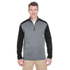UltraClub Men's Grey Heather/Black Cool & Dry Sport Two-Tone Quarter-Zip Pullover