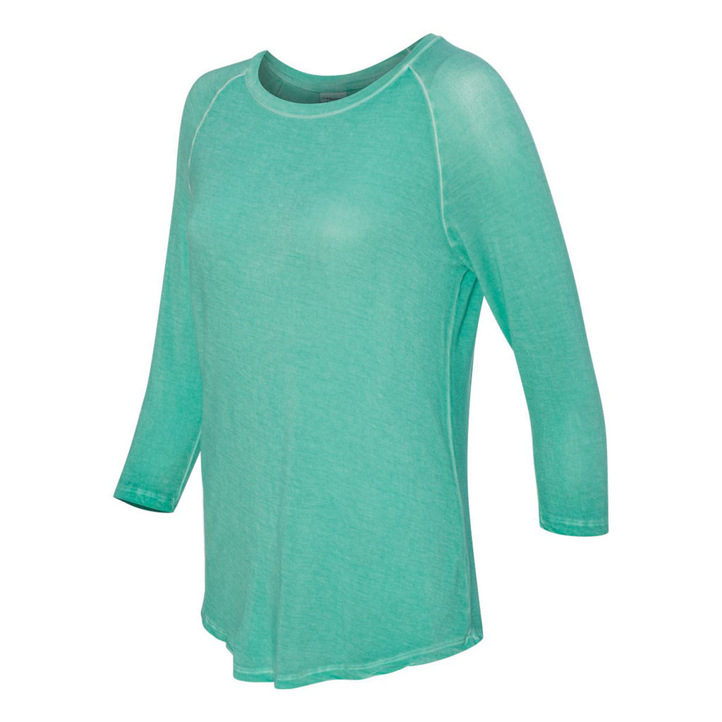 J. America Women's Spearmint Oasis Wash Three-Quarter Sleeve T-Shirt