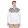 UltraClub Men's White/Silver Cool & Dry Sport Colorblock Quarter-Zip Pullover