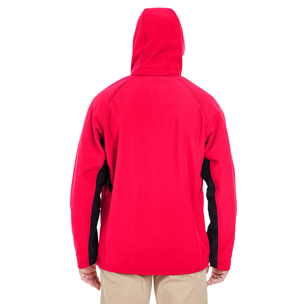 UltraClub Men's Red/Black Colorblock 3-in-1 Systems Hooded Soft Shell Jacket