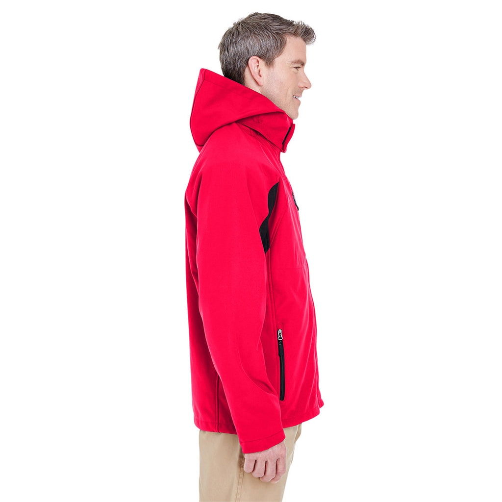 UltraClub Men's Red/Black Colorblock 3-in-1 Systems Hooded Soft Shell Jacket