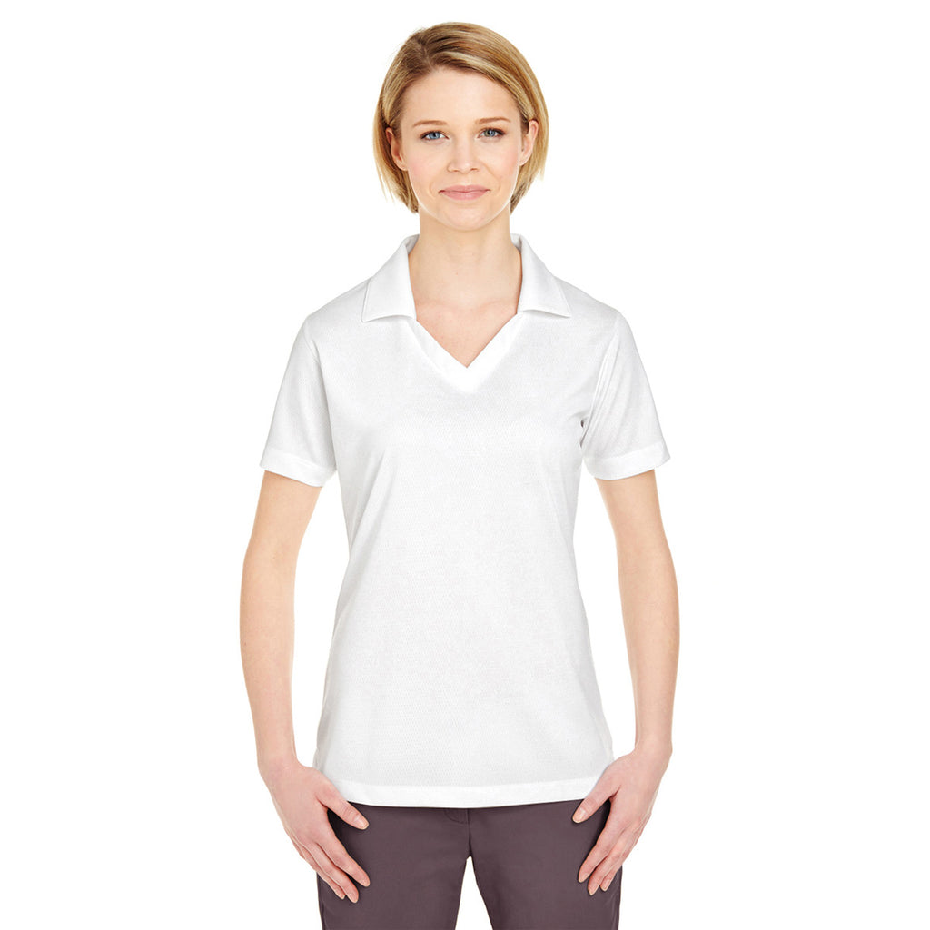 UltraClub Women's White Platinum Performance Jacquard Polo with TempControl Technology