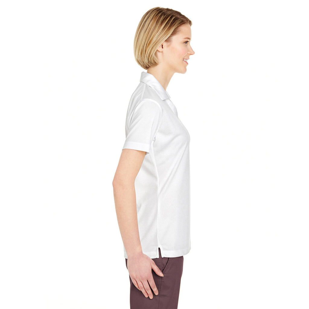 UltraClub Women's White Platinum Performance Jacquard Polo with TempControl Technology