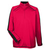 UltraClub Men's Red/Black Cool & Dry Sport Quarter-Zip Pullover with Side & Sleeve Panels