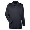 UltraClub Men's Black Cool & Dry Sport Long-Sleeve Polo