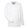 UltraClub Men's White Cool & Dry Sport Long-Sleeve Polo
