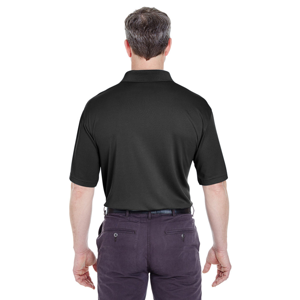 UltraClub Men's Black Cool & Dry Sport Polo with Pocket