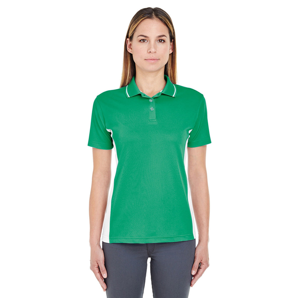 UltraClub Women's Kelly/White Cool & Dry Sport Two-Tone Polo