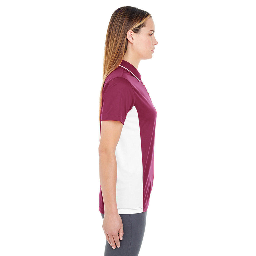 UltraClub Women's Maroon/White Cool & Dry Sport Two-Tone Polo