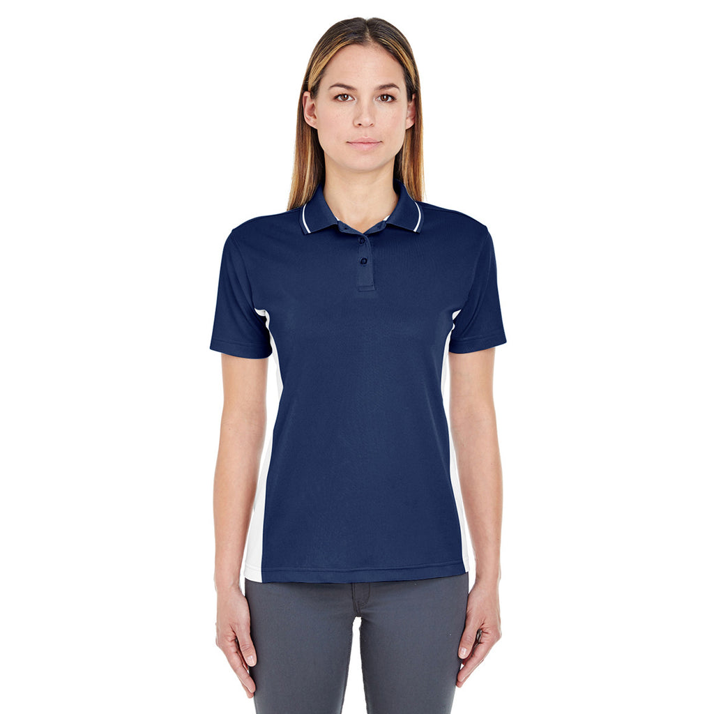UltraClub Women's Navy/White Cool & Dry Sport Two-Tone Polo