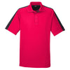 UltraClub Men's Red/Black Cool & Dry Sport Shoulder Block Polo