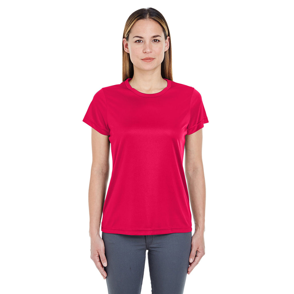 UltraClub Women's Red Cool & Dry Sport Performance Interlock T-Shirt