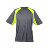 UltraClub Men's Charcoal/Bright Yellow Cool & Dry Sport Two-Tone Performance Interlock T-Shirt