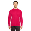 UltraClub Men's Red Cool & Dry Sport Long-Sleeve Performance Interlock T-Shirt