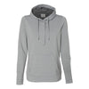 J. America Women's Silver Grey Heather Omega Stretch Terry Snap Placket Hooded Pullover