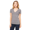 Bella + Canvas Women's Grey Triblend Short-Sleeve Deep V-Neck T-Shirt