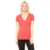 Bella + Canvas Women's Red Triblend Short-Sleeve Deep V-Neck T-Shirt