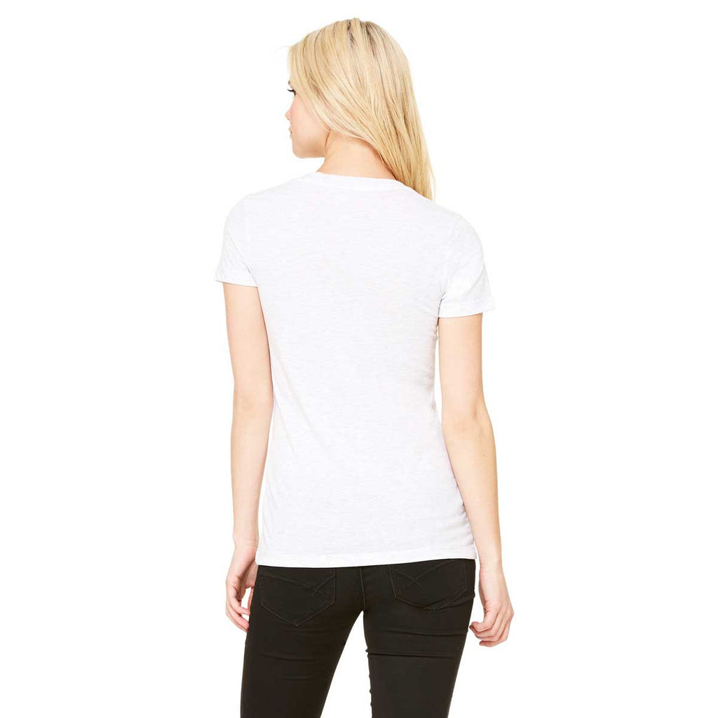 Bella + Canvas Women's White Fleck Triblend Short-Sleeve Deep V-Neck T-Shirt