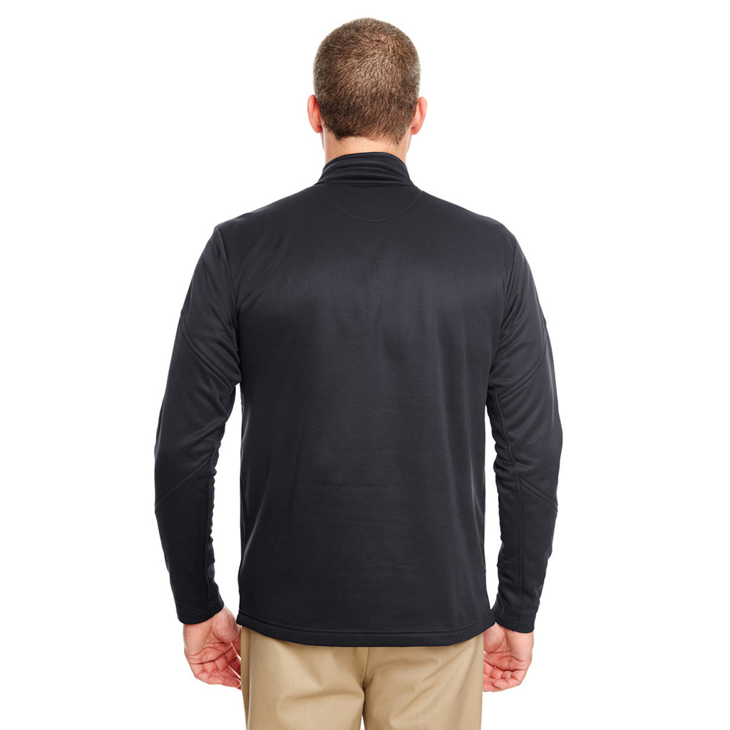UltraClub Men's Black Cool & Dry Sport Quarter-Zip Pullover Fleece