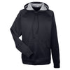 UltraClub Men's Black/Steel Grey Cool & Dry Sport Hooded Fleece