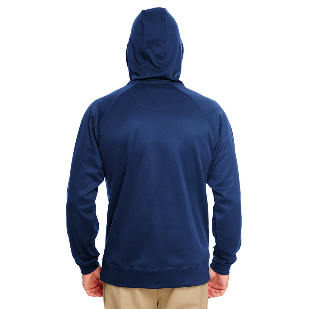 UltraClub Men's Navy/Steel Cool & Dry Sport Hooded Fleece