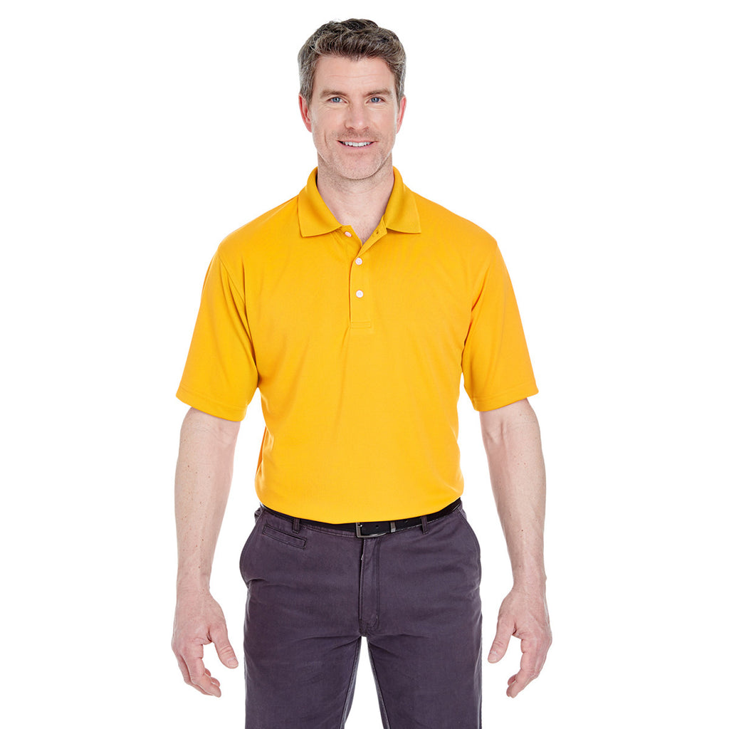 UltraClub Men's Gold Cool & Dry Stain-Release Performance Polo