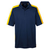 UltraClub Men's Navy/Gold Cool & Dry Stain-Release Two-Tone Performance Polo