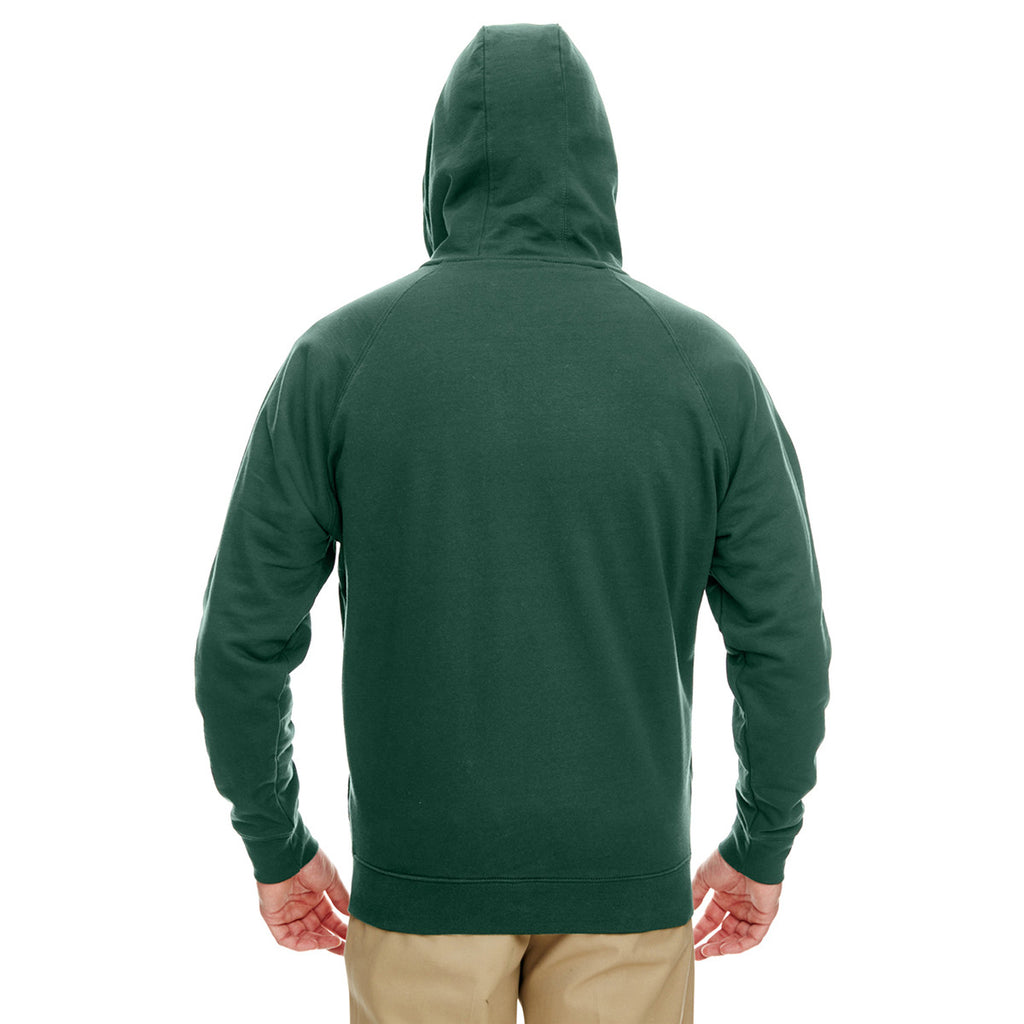 UltraClub Men's Forest Green/Heather Grey Rugged Wear Thermal-Lined Full-Zip Hooded Fleece