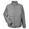 UltraClub Men's Silver Quilted Puffy Jacket
