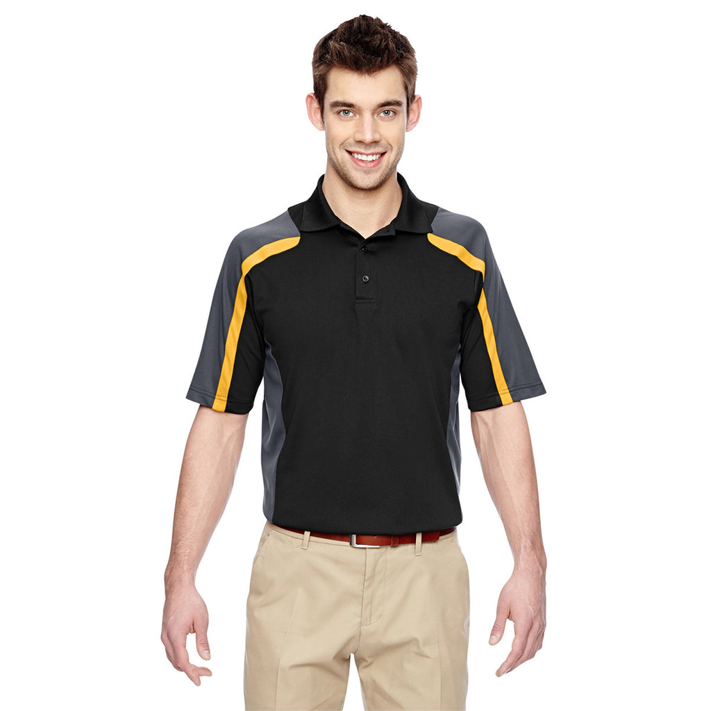Extreme Men's Black/Campus Gold Eperformance Strike Colorblock Snag Protection Polo