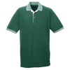 UltraClub Men's Forest Green/White Color-Body Classic Pique Polo with Contrast Multi-Stripe Trim