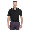 UltraClub Men's Black/White Short-Sleeve Whisper Pique Polo with Tipped Collar and Cuffs