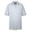UltraClub Men's Heather/Black Short-Sleeve Whisper Pique Polo with Tipped Collar and Cuffs