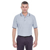 UltraClub Men's Heather/Black Short-Sleeve Whisper Pique Polo with Tipped Collar and Cuffs