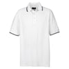 UltraClub Men's White/Black Short-Sleeve Whisper Pique Polo with Tipped Collar and Cuffs
