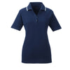 UltraClub Women's Navy/White Short-Sleeve Whisper Pique Polo with Tipped Collar
