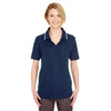 UltraClub Women's Navy/White Short-Sleeve Whisper Pique Polo with Tipped Collar