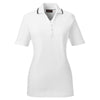 UltraClub Women's White/Black Short-Sleeve Whisper Pique Polo with Tipped Collar
