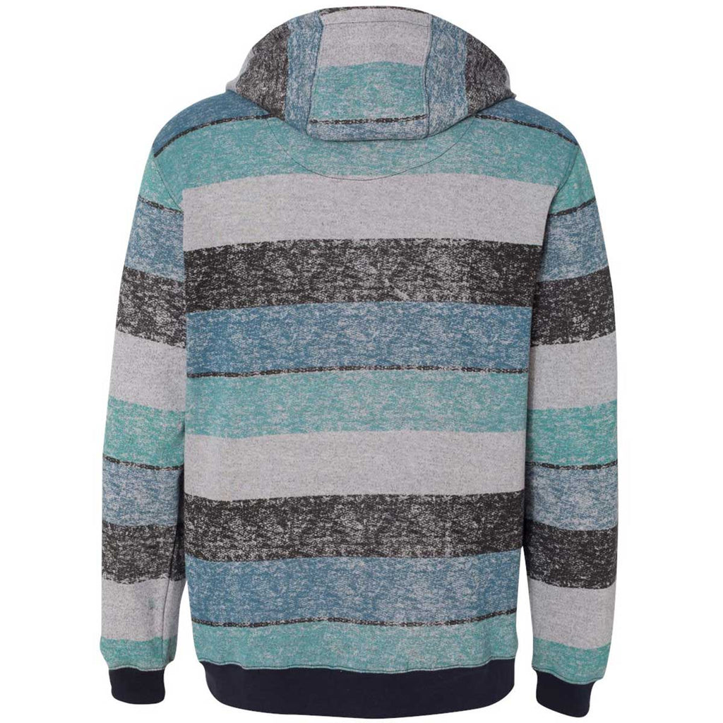 Burnside Men's Light Blue/Black Printed Striped Fleece Sweatshirt