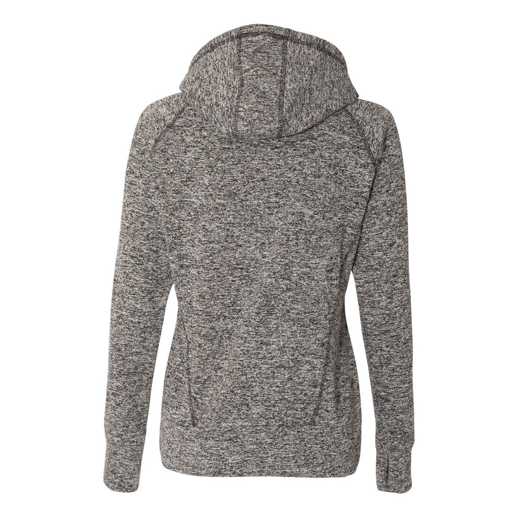 J. America Women's Charcoal Fleck/Black Cosmic Fleece Contrast Hooded Pullover Sweatshirt