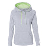J. America Women's Ice Fleck/Neon Green Cosmic Fleece Contrast Hooded Pullover Sweatshirt