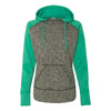 J. America Women's Charcoal Fleck/Emerald Colorblock Cosmic Fleece Hooded Pullover Sweatshirt